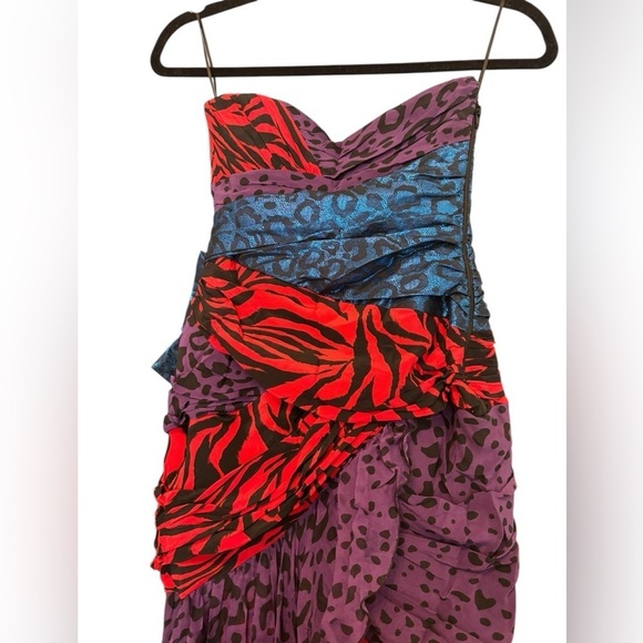 Faith Connexion Color Block Animal Print Strapless Gown High Low Gown Size XS/S - Picture 4 of 6